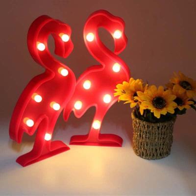 China Romantic LED Flamingo Marquee Flamingo Table Lights Modern Pink Night Lamp Flamingos Battery Operated Lights For Wall Home Kid's Room for sale