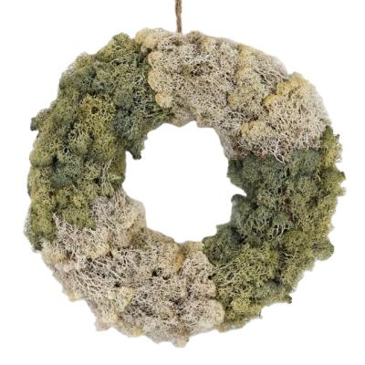 China New decoration design two colors spliced ​​grayish green preserved natural moss garland moss garlands garland for sale