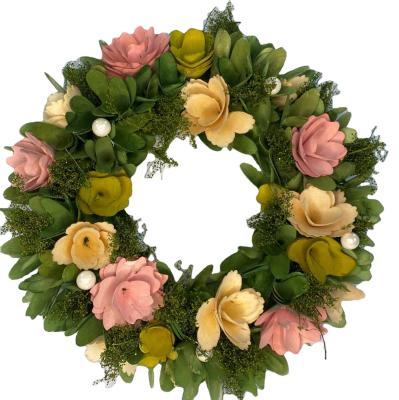 China Wholesale Eco-friendly Beautiful Natural Wood Scrap Flower Wreath Crafts For Delicate Decoration Christmas Wreaths for sale