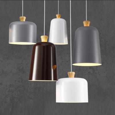 China Farmhouse E27 lamp holder ceiling lamp pendant lighting led aluminum droplight with wood for sale