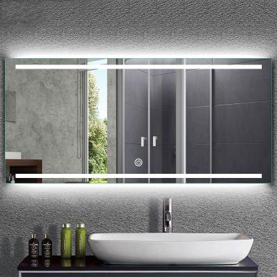 China Contemporary Modern Acrylic Wall Mounted Mirror Hotel Bathroom Led Mirror Light Touch For Hotel for sale