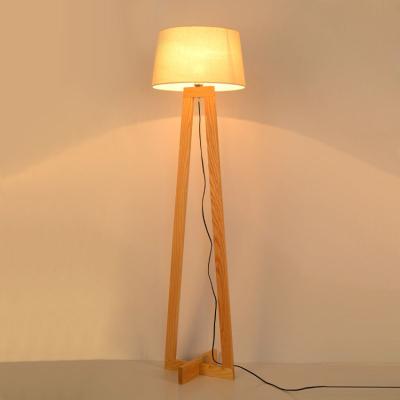 China Retro Hotel Scandinavian Wooden Light Fixture Wooden Base Floor Standing Lamps For Ware Hotel Floor Lamp for sale