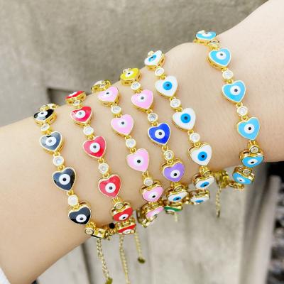 China Ethnic Gold Plated Red-Pink Red-Pink Beaded Evil Eye Devil Eye Bracelet Turkish Jewelry Baby Bracelets for sale