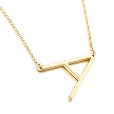 China Eco-Friendly (Free Side Script Initial Name Large Nickel Gold Monograms Pendant Necklace For Women Gift for sale