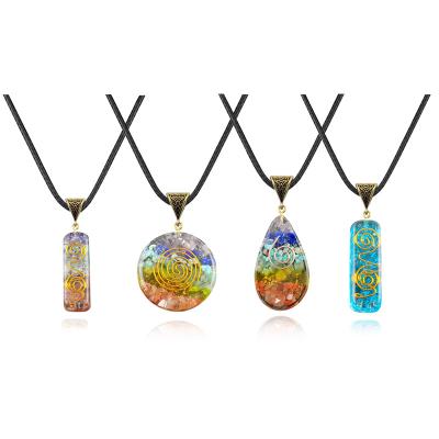 China FASHIONABLE Drop Shipping 7 Chakra Orgone Energy Healing Rainbow Crystal Stones Necklace Pendulum For Handmade Professional Jewelry Pendant for sale