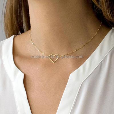 China Eco-Friendly (Nickel Free Delicacy Hammered Gold Heart Shape Choker Necklace for sale