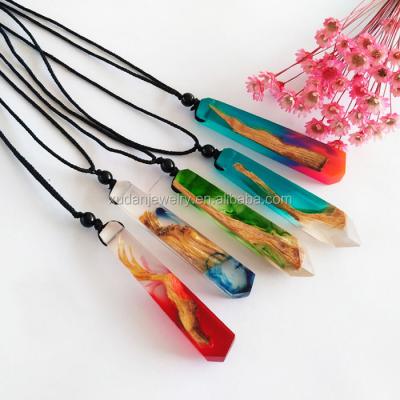 China Eco-friendly (2018 New Products Nickel Free Product Innovative Handmade Ocean Resin Wood Necklace for sale