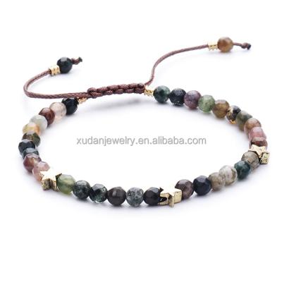 China Healing Bracelet 4mm Faceted Agate Stone Bead With Star Charm Braided Bracelets for sale