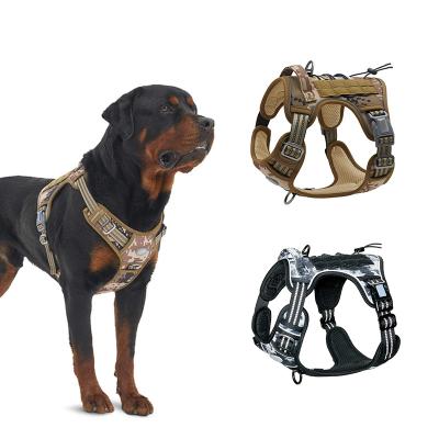 China Wholesale Viable Buckle Reflective Dog Release Large Step Pull Tactical And Training Reflect Dog Vest Harness With Handle for sale