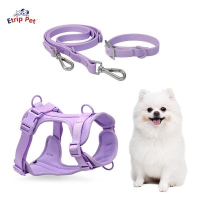 China Durable Luxury Non Clip Pull Front PVC Manufacturer Reflective Soft Padded No Pull Easy Dog Walking Harness With Leash for sale