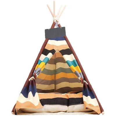 China OEM ODM cotton canvas pet products success camas de perros breathable 100% customized pet bed dog tent house cat teepee for sale