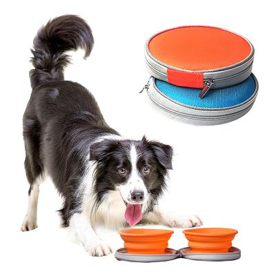 China Hot Selling Viable Pet Portable Dual Collapsible Bowl Silicone Collapsible Bowl for sale