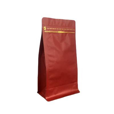 China Custom 250g 500g 1kg Flat Bottom 8 Sides Seal Moisture Proof Coffee Packaging Bags With Pull Tag for sale