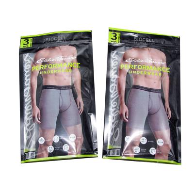 China Recyclable Promotional Upmarket Apparel Packaging Zipper Bag For Mens Underwear T-shirt Socks for sale