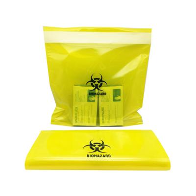 China Disposable Yellow Big Size Barrier Blood Sample Medical Biohazard Bag With Document Pouch for sale