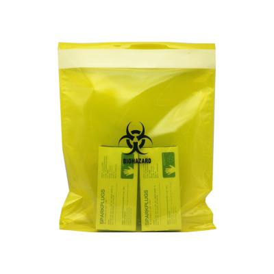 China Self Adhesive Plastic Barrier Medical Lab Disposable Plastic Clinic Specimen Transport Biological Bag With Pouch for sale