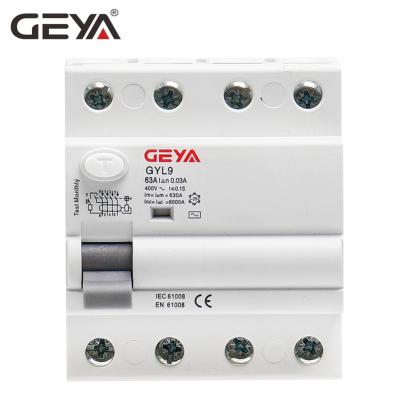 China GEYA GYL9 ID RCCB 10KA Circuit Device RCD 10mA30mA 100mA 300mA ELCB RCCB Residual Current Ratings 2P 16A 30mA 6kA/10kA for sale