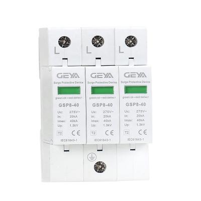 China GEYA GSP8-40 3P Surge Protector Good Quality AC Surge Protector SPD Type AC SPD Device 40KA GSP8-40KA-3P for sale