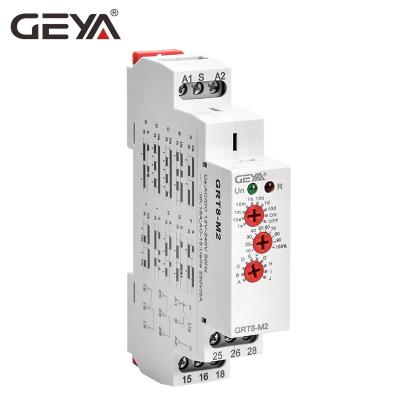 China GEYA GRT8-M2 AC/DC12V-240V Sealed Din Rail Time Relay 16A 2SPDT Multifunctional Relay 12V 24V 48V 110V 220V with CE CB ROHS Certificate for sale