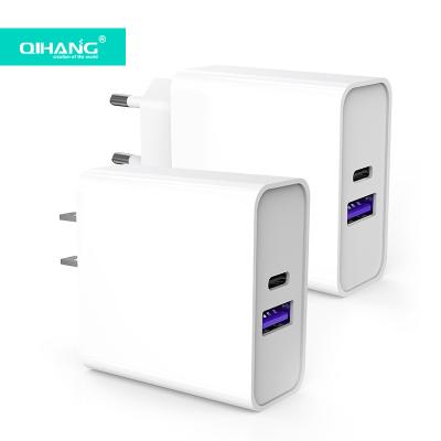 China Qc3.0 Type C Wall Adapter Usb PD LAPTOP QIHANG OEM Fabric Fast Charging Portable Dual Port Charger 45w For Macbook for sale