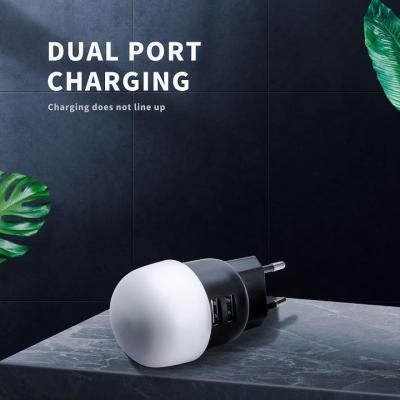 China Usb Wall Charger EU Plug AC DC 5V 2.1A 10W Can Be Luminous Mobile Phone Travel Wall Charger Usb Dual Port Charger for sale