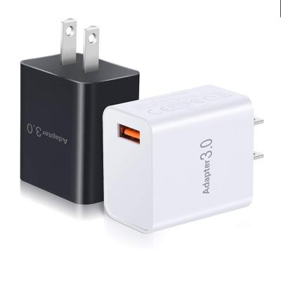 China Mobile Phone QC 3.0 Port Usb Charger 18w Single Fast Charging Travel Adapter Wall Charger for sale