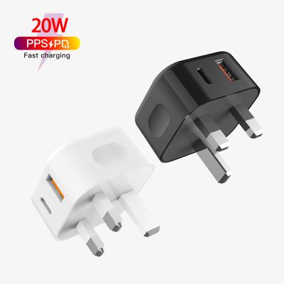 China Cell Phone CE CB 20w 18w usb c palladium qc3.0 Dual Ports Fast Wall Charger Adapter Fast Fast Charging UK Plug For iPhone 12 for sale