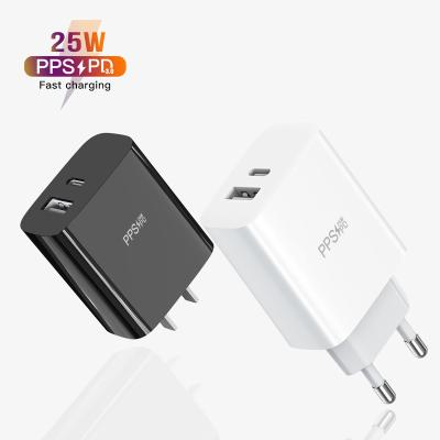 China Mobile Phone EU/US/UK Plug 25W USB-C PD Charger With 18W QC3.0 USB Charger 25W Super Fast Charging Samsung Galaxy S20 S21 Note 10 20 for sale