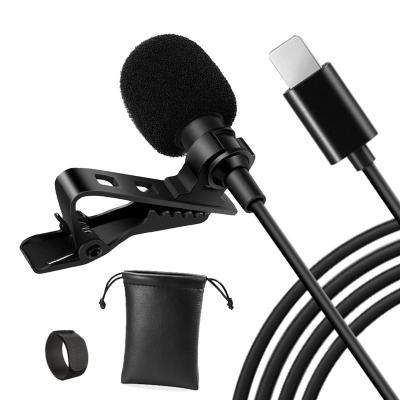 China Mini Lavalier Microphone Portable Cable Type Clip Lapel Mic With Pouch For Iphone Lavalier Microphone 3.5mm c Plug For Conference Class Life Wide for sale