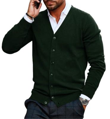 China custom Anti-wrinkle OEM winter autumn men knit winter sweater cotton button cardigan basic V-neck design knit men cardigan sweater for sale