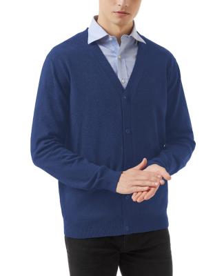 China OEM Fashion Solid Color V-Neck Mens Cardigan Sweater Casual Fit 100% Cotton Pocket V-neck Anti-wrinkle Knit Sweater Button for sale