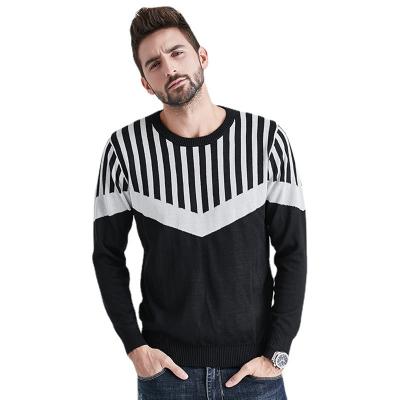 China Clothes Crew Neck Black And White Mens Anti-wrinkle Designer Sweater Knitted Sweater for sale