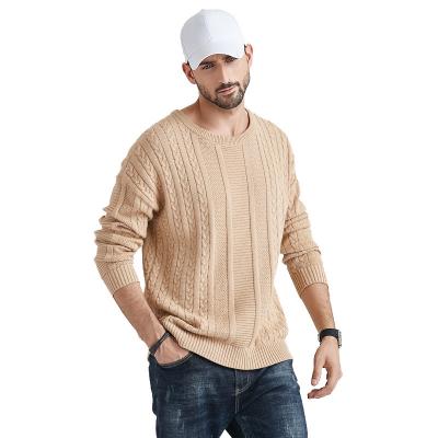 China 2022 Anti-wrinkle solid crew neck cable sweaters knitted sweaters clothing for man pullovers for sale