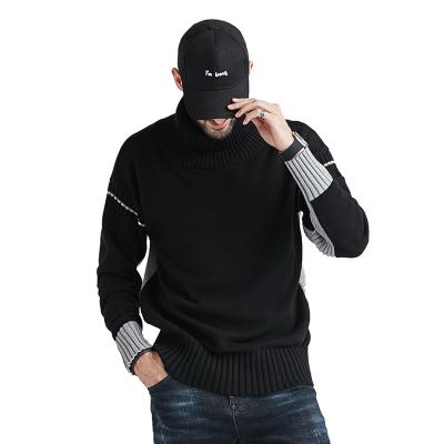 China Fashionable Anti-wrinkle Custom Color Blocking Turtle Neck Cashmere Winter Sweater For Men for sale