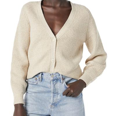 China Hot Selling Soft Elegant Women's V-Neckline Women's Cardigan Anti-wrinkle Sweater Sweater Sweaters for sale