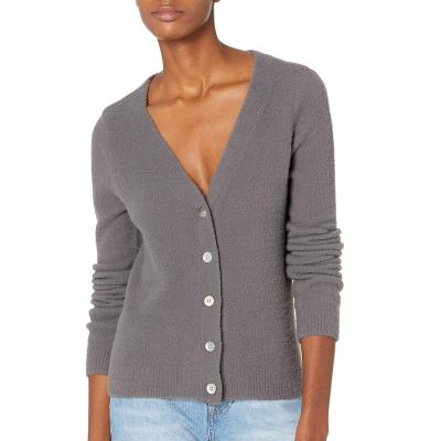 China 2022 Anti-wrinkle cashmere sweaters loose pure color knitted women cardigan sweater for sale