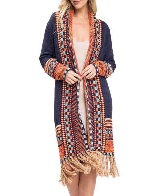 China Anti-Wrinkle Ladies Vintage Style Knitwear Tassel Top Ethnic Cardigans Knit Long Boho Sweater Cardigan Women for sale