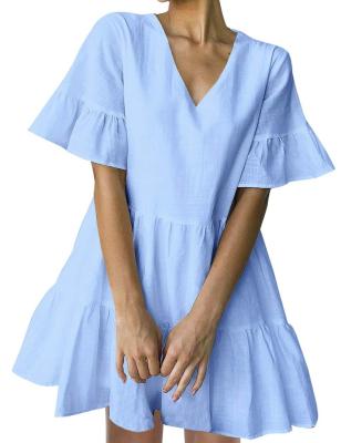 China Hot Sale Custom Made Straight Tube Belted Dress Breathable Soft Drape Swing Baby Dresses Women Casual Short Sleeve Cute Dress for sale