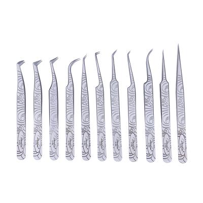 China Different Stainless Steel Straight Volume DancingSwan Lash Tweezers Diamond Grip Eyelash Extension Tweezers Tools for sale