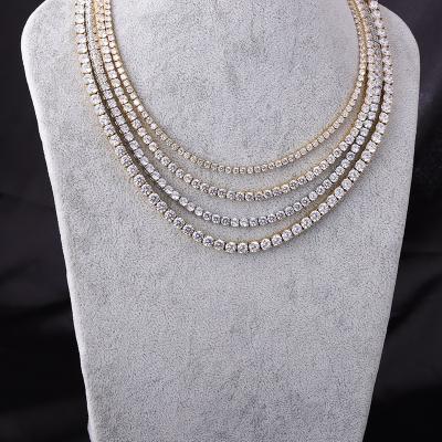 China Stainless Steel Lead Free Nickel Free Tennis Jewelry 3/4/5/6mm Gold/Silver Hip Hop Diamond 5A Zircon Chain Necklace for sale