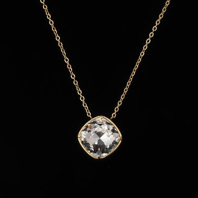 China Punk Square Crystal Pendant Accepts Custom Luxury Jewelry Iced CZ Pendant For Women for sale