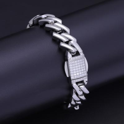 China COLLECTION Lead Free Nickel Free HIP POP STYLE Unique Original Design Cubic Zirconia 5A Stainless Steel Diamond Shaped Cuban Bracelet for sale