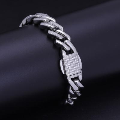 China Lead Free Nickel Free PICKUP Customized PVD Plated 5A CZ Zircon Diamond Iced Out Cuban Link Chain For Women for sale