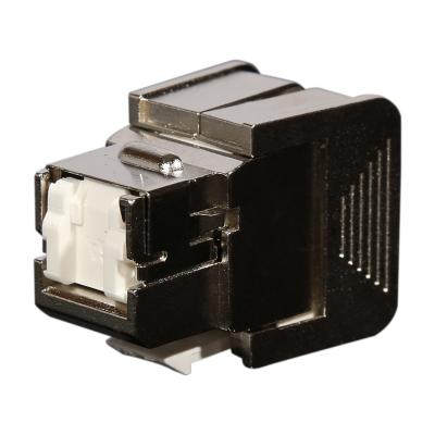 China Toolless CAT6A Protected Module 180 Degree STP RJ45 Network Module CAT6A With Dust Door Keystone Jack toolless for sale