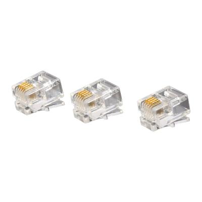 China Integrated Network Cabling China Manufacturer Gold Plated Modular Plug In Phone Line RJ11 6p4c Connector for sale