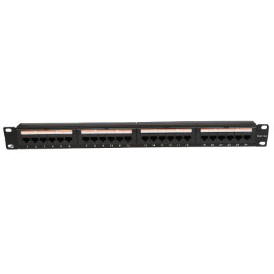 China Toolless 24 Port Unshielded Cat6A Premium Network Distribution Frame UTP Network Patch Panel With Cable Management for sale