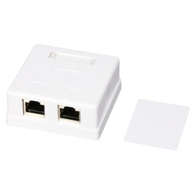 China cat6 network cabling system / cat5e rj45 port jack network 2 ports STP surface mount double keystone box for sale