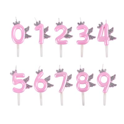 China Birthday ; Beautiful Birthday Girls Angel Wings Candle Candy Color Candle Number Birthday Cake Candle for sale