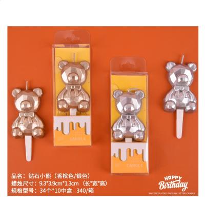 China Crystal Bear Shape Candle For Birthday Cake for sale