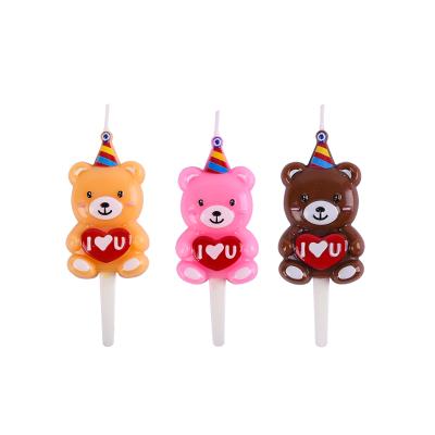 China Festival Themed Party New Holiday Pet Bear Design Candle Kids Birthday Candle for sale